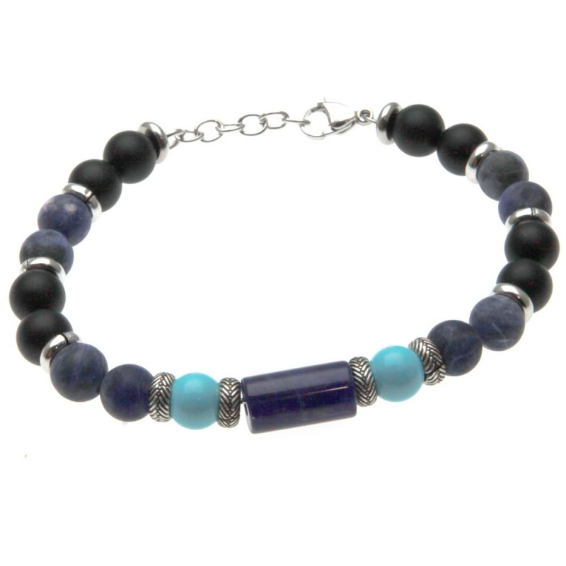 bracciale uomo pietre e acciaio