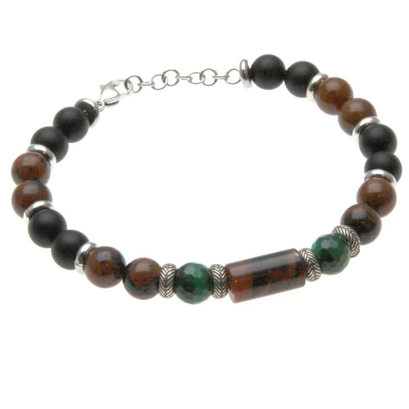 bracciale uomo pietre e acciaio