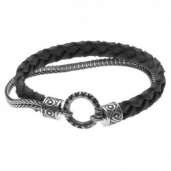 bracciale uomo pelle e acciaio