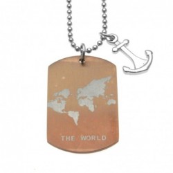 collana piastra uomo mondo con ancora