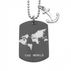 collana piastra uomo mondo con ancora