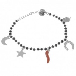 bracciale donna con corno rosso portafortuna