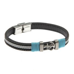 bracciale uomo con ancora in acciaio pelle e tessuto