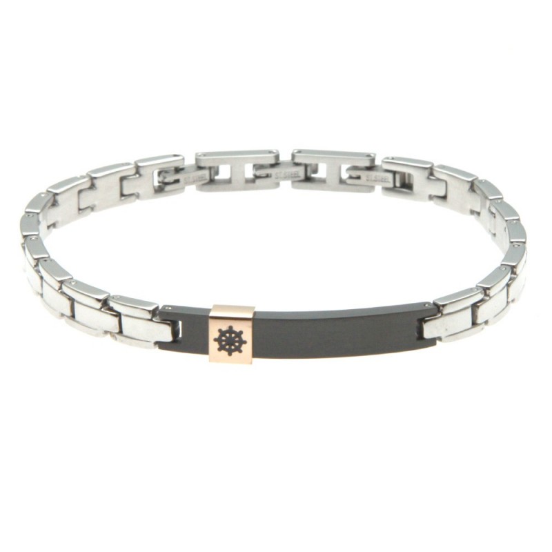bracciale uomo con timone in acciaio