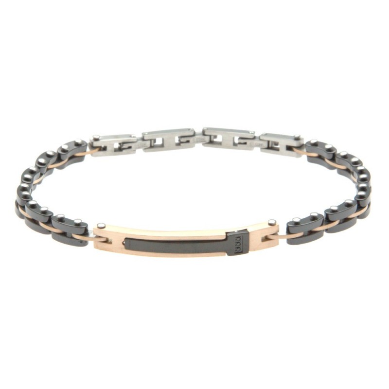 bracciale uomo in acciaio bicolore
