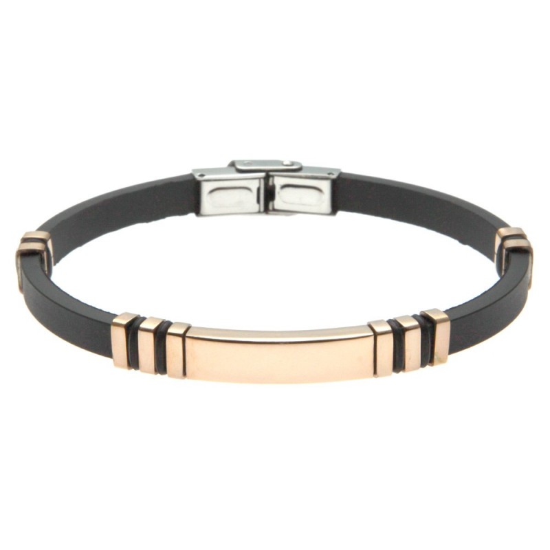 bracciale uomo piastra per incisione in acciaio e caucciù