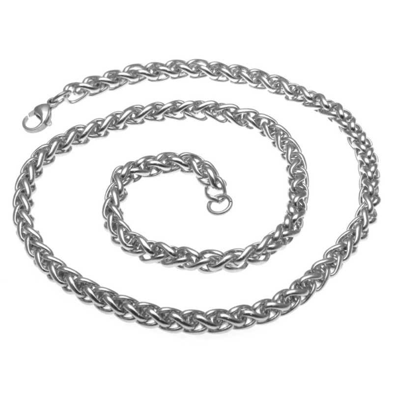 collana uomo groumette maglia a spiga in acciaio
