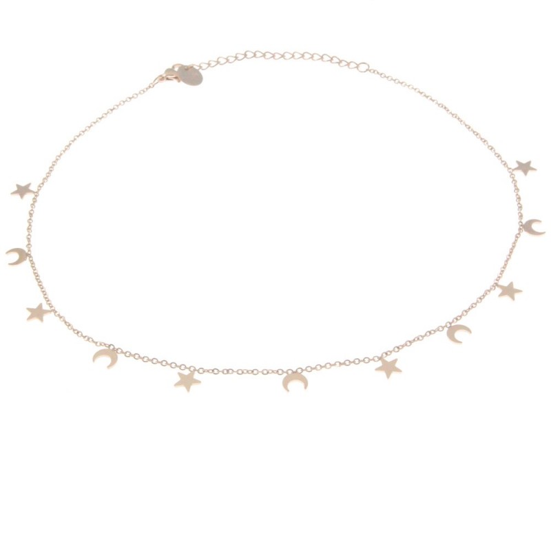 collana donna girocollo con stelline e lune