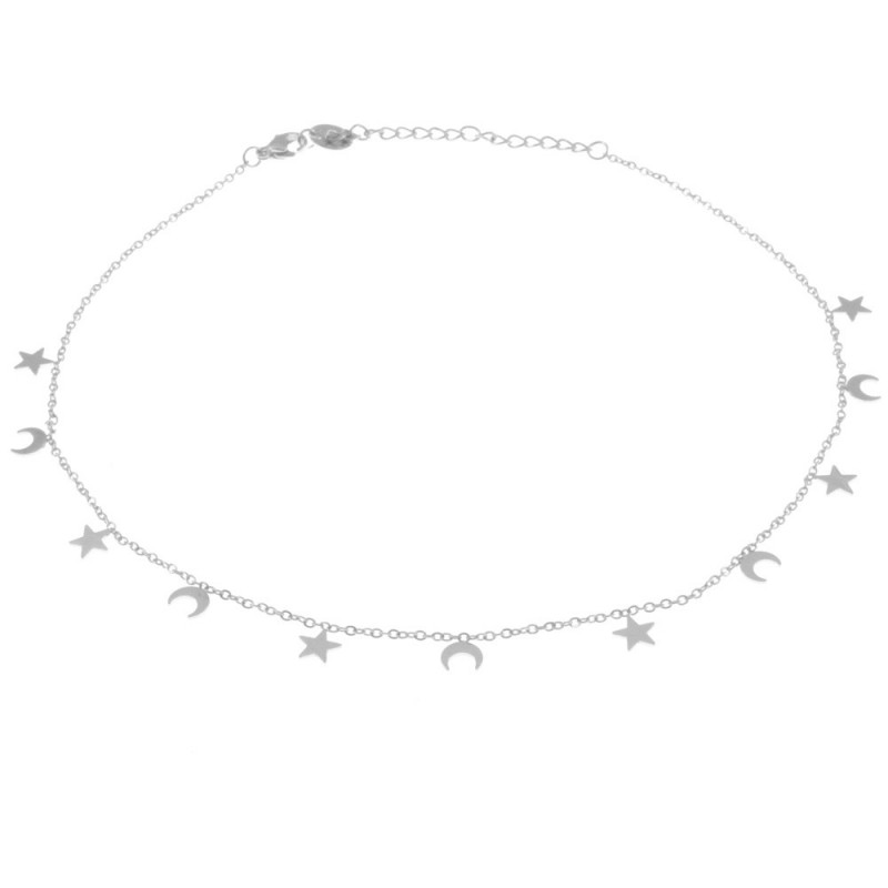 collana donna girocollo con stelline e lune