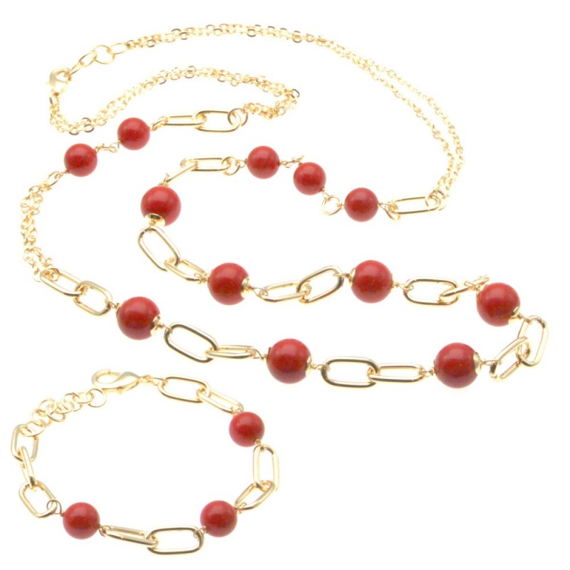 Parure donna collana bracciale pietre dure