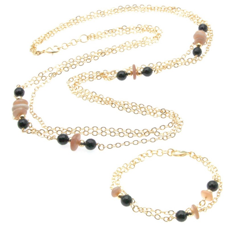 Parure donna collana bracciale pietre dure