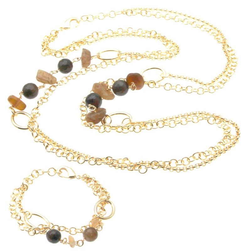 Parure donna collana bracciale pietre dure