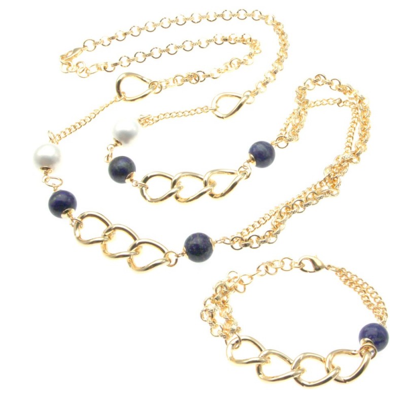 Parure donna collana bracciale pietre dure