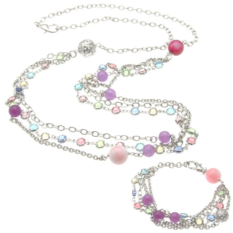 Parure donna collana bracciale pietre dure