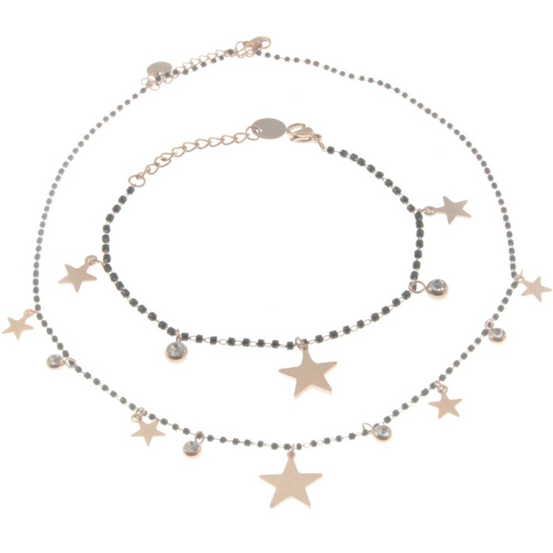 Parure donna collana bracciale con stelline