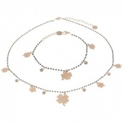 Parure donna collana bracciale con quadrifogli