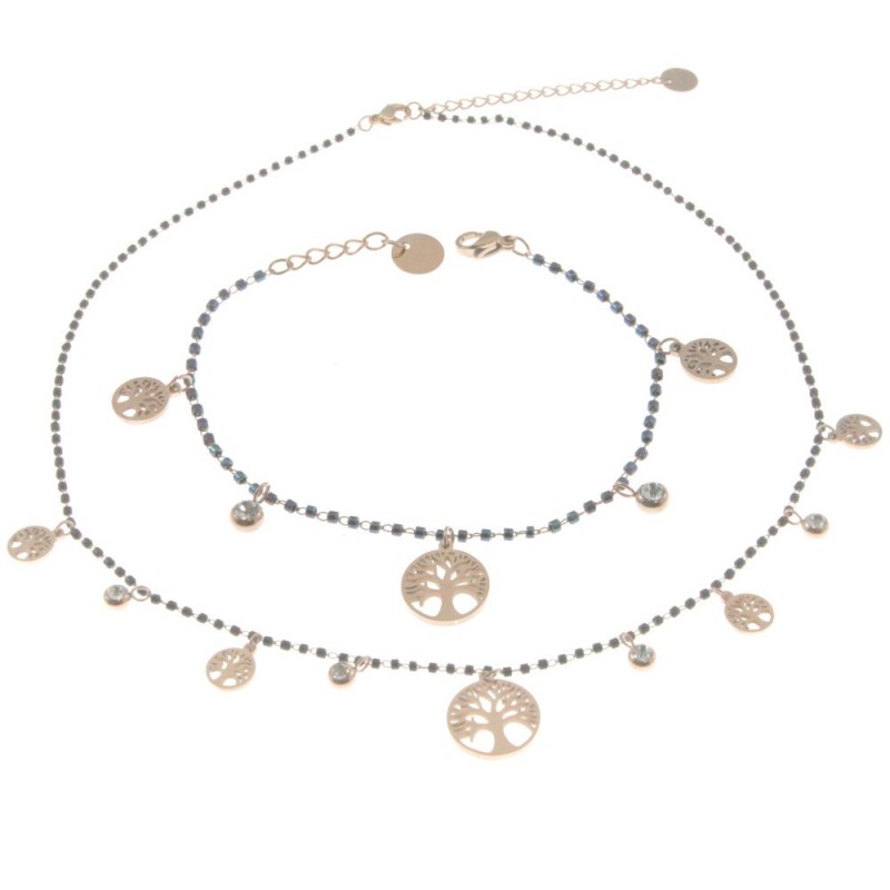 Parure donna collana bracciale con albero della vita
