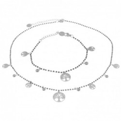 Parure donna collana bracciale con albero della vita