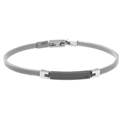 bracciale uomo con piastra in acciaio maglia milano