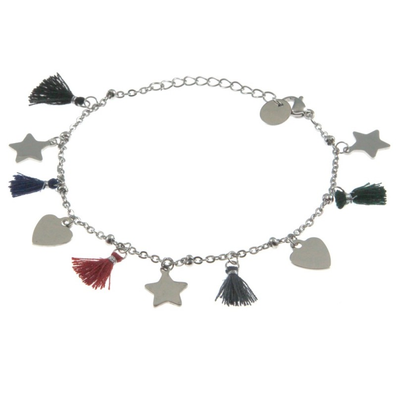 bracciale donna stelle cuori acciaio