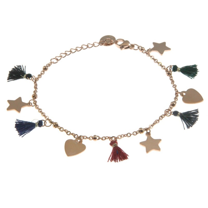 bracciale donna stelle cuori acciaio