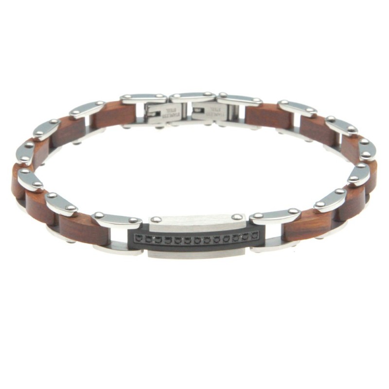 bracciale uomo legno e acciaio