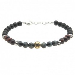 bracciale uomo ancora acciaio e pietre