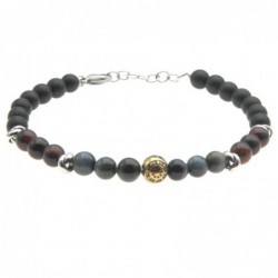 bracciale uomo timone  acciaio e pietre