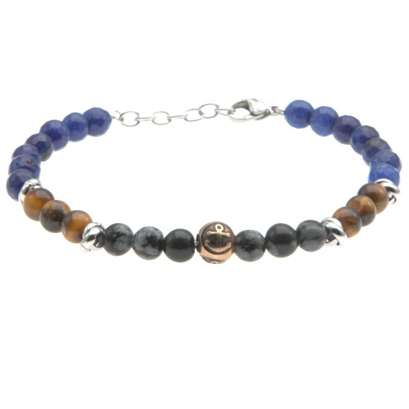 bracciale uomo ancora acciaio e pietre
