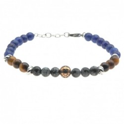 bracciale uomo timone  acciaio e pietre
