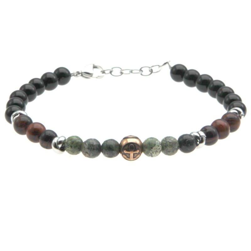 bracciale uomo ancora acciaio e pietre