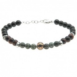 bracciale uomo timone  acciaio e pietre