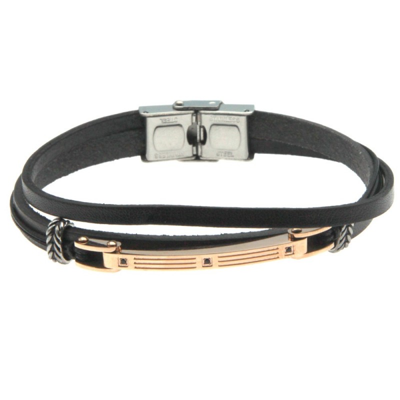bracciale uomo pelle con piastra