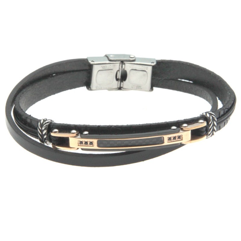 bracciale uomo pelle con piastra