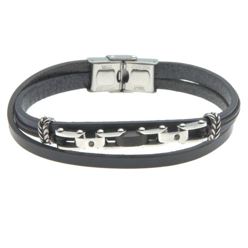 bracciale uomo pelle con piastra