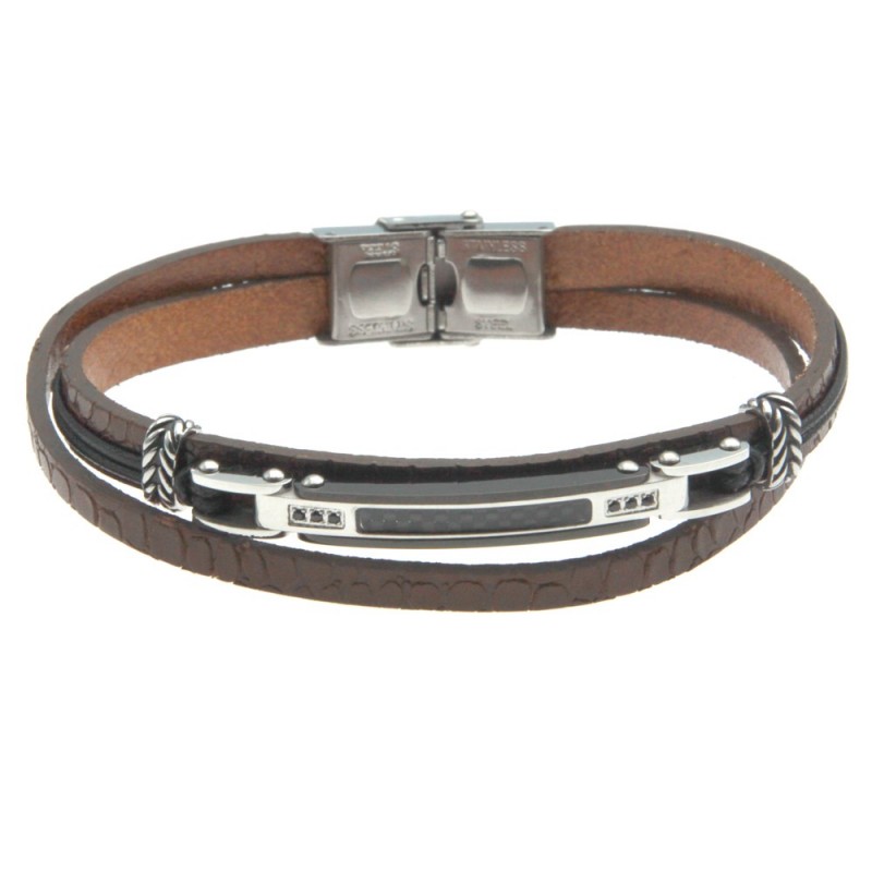bracciale uomo pelle con piastra