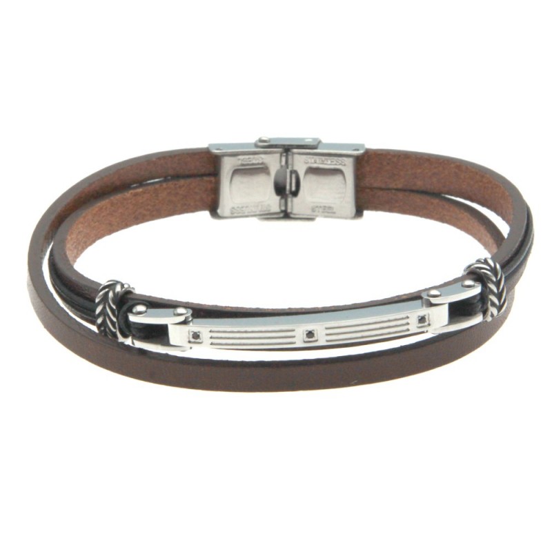 bracciale uomo pelle con piastra