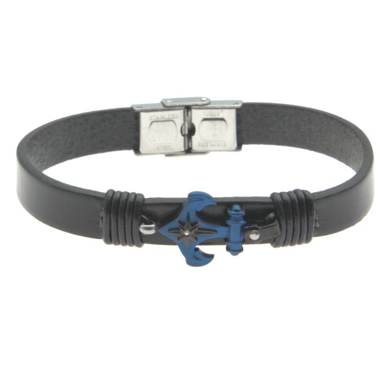 bracciale uomo pelle con ancora