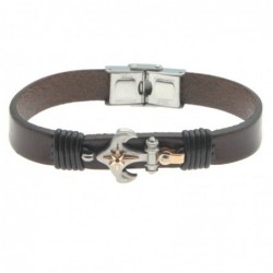 bracciale uomo pelle con ancora