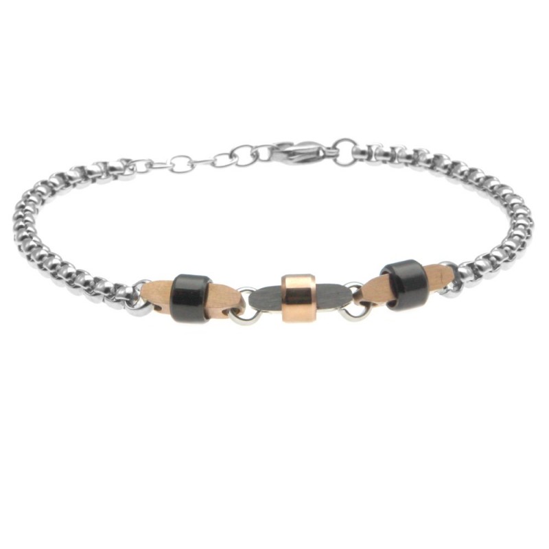 bracciale uomo acciaio pelle