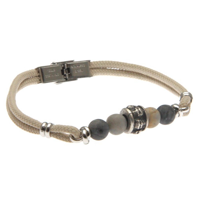 bracciale uomo teschi pietre e cordoncino