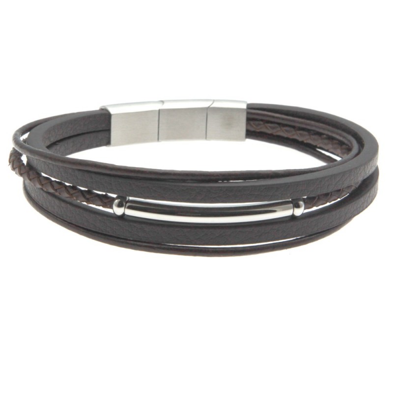 bracciale uomo pelle con piastra