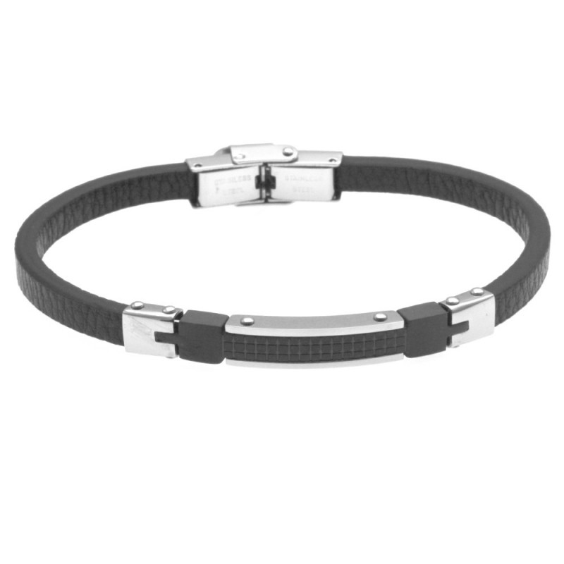 bracciale uomo pelle con piastra