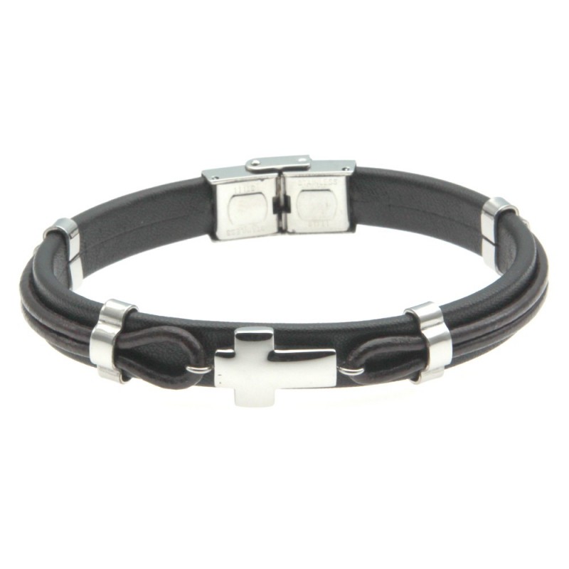 bracciale uomo pelle con piastra