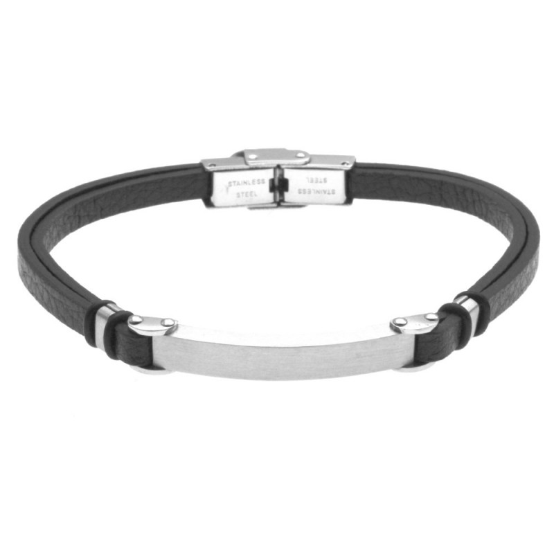 bracciale uomo pelle con piastra
