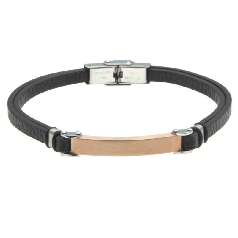 bracciale uomo pelle con piastra