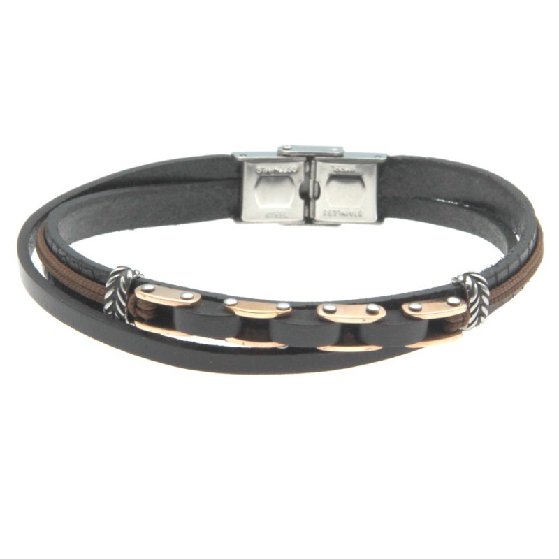 bracciale uomo pelle con piastra