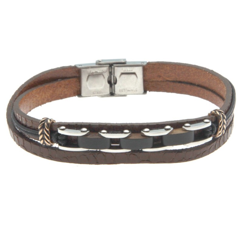 bracciale uomo pelle con piastra