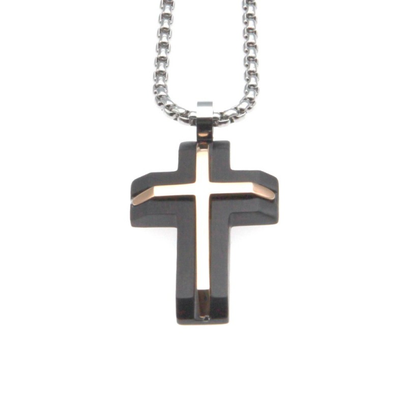 collana croce uomo ciondolo acciaio