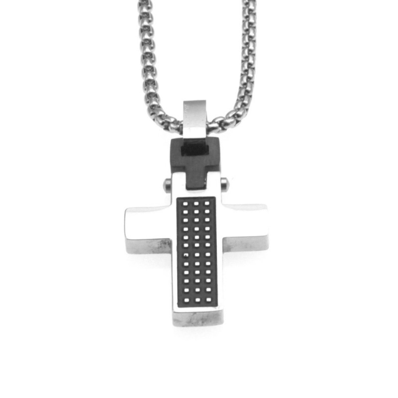 collana croce uomo ciondolo acciaio